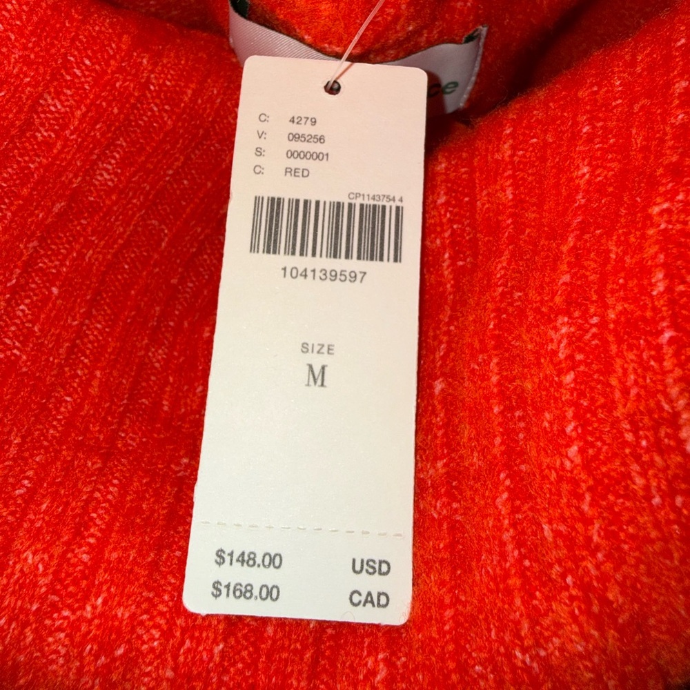 Daily Practice Off-Shoulder Ribbed Sweater Midi Dress in Cherry Red Size Med NWT - Picture 6 of 6